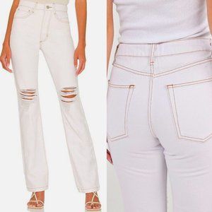 🦋 REVOLVE WEWOREWHAT Distressed Straight Leg Icon Jeans White 26 Boho Cute